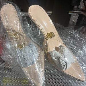 Clear with Gold Accent Heels